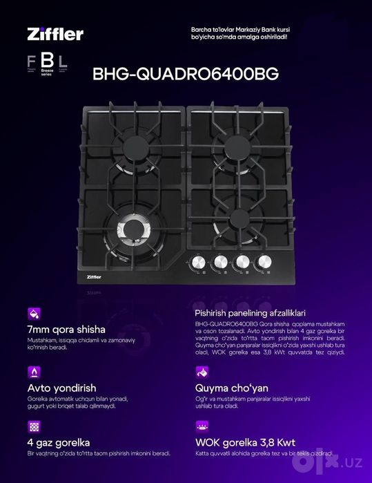Zifflerdan emal  gaz panel