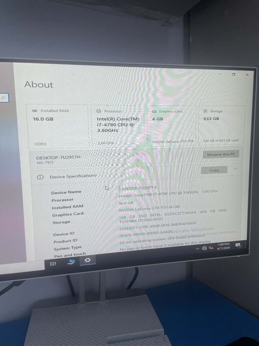 Unitate monitor  tastatura full. Setup