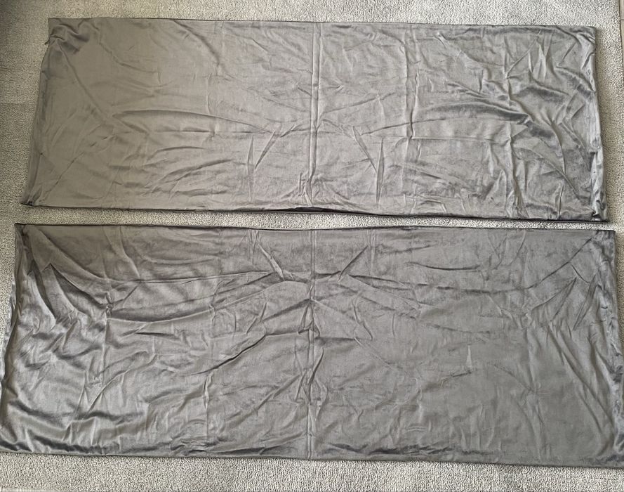 Set 2 fete de perna catifea/plus, noi, gri inchis, 51x91cm, fermoare