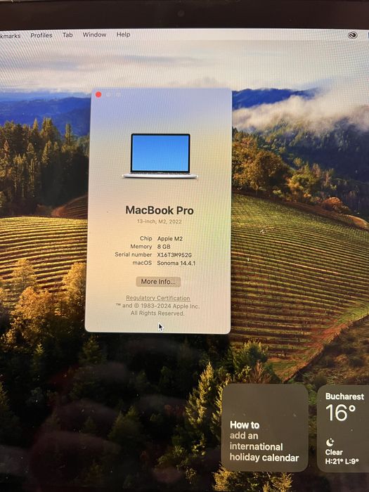 MacBook Pro M2 / 8GB RAM / 512GB / Touch Bar / Touch ID / 13.3''