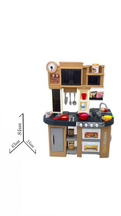 Детская игровая кухня с буфетом, со светом, с водичкой, 58 аксессуаров