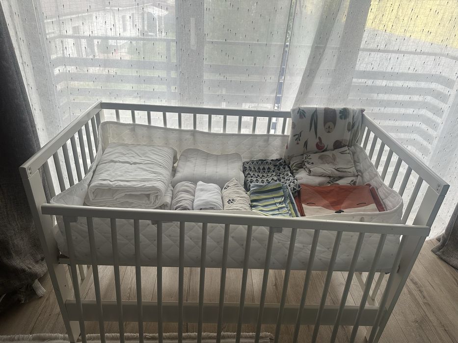 Pătuț IKEA GULLIVER + saltea cocos VYSSA + protecții – set complet