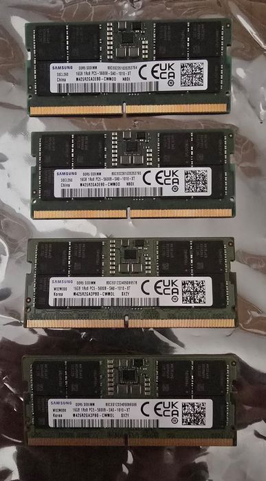 Продавам 4 броя RAM DDR 5 Samsung за лаптоп (SO-DIMM)