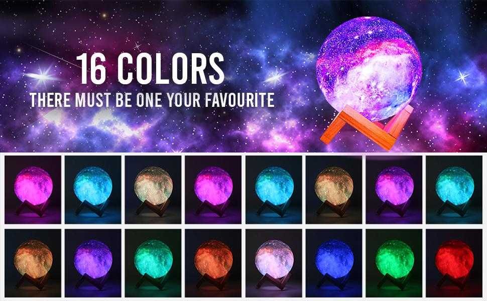 3D Galaxy Moon Lamp акумулаторна ЛЕД лампа с дистанционно