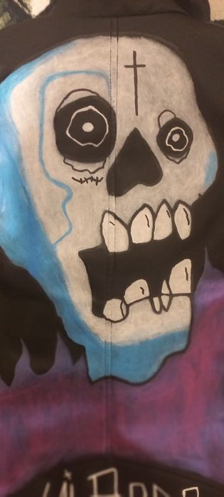 Geaca pictata handmade cu craniu, Lil Peep marimea M