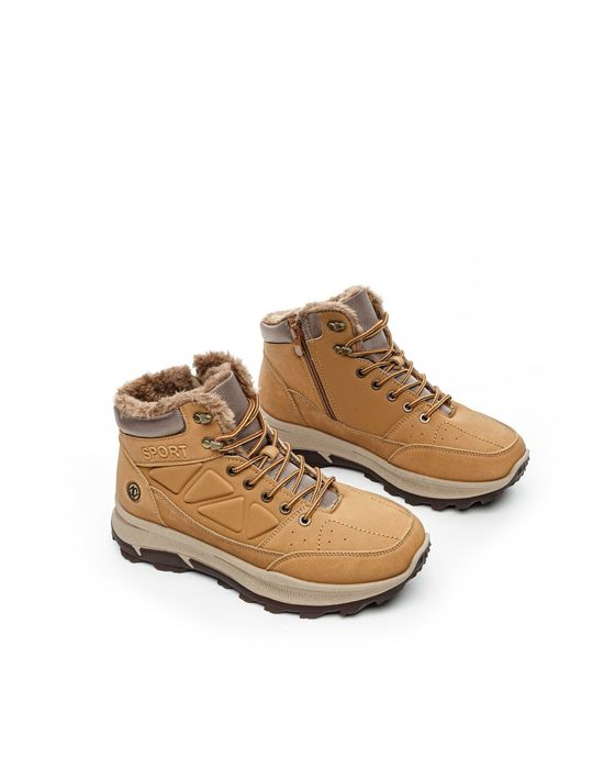 Мъжки зимни боти със цип  в черно и бежово-ПРОМОЦИЯ