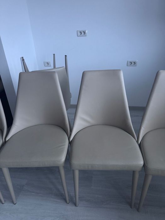 Scaune tapitate bej 6 buc