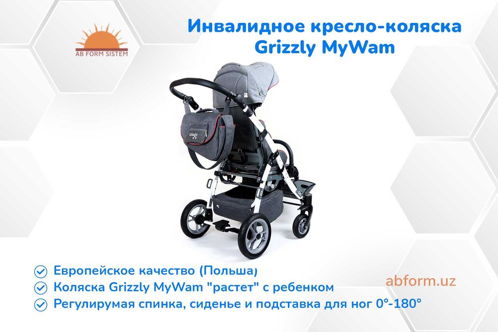 Коляска для детей с нарушениями опорно-двигательного аппарата Grizzly