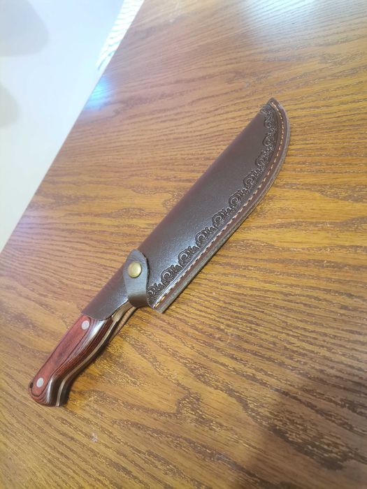 професионален нож за суши и ножове с кожени калъфи