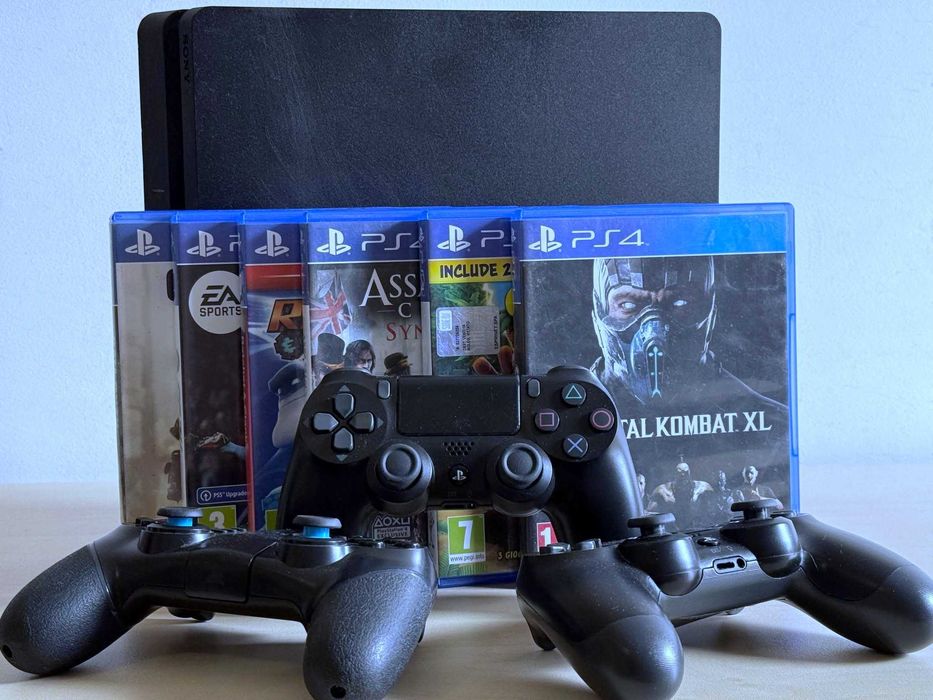Бартер! Playstation 4 Slim 1TB + 8 игри и 3 контролера.