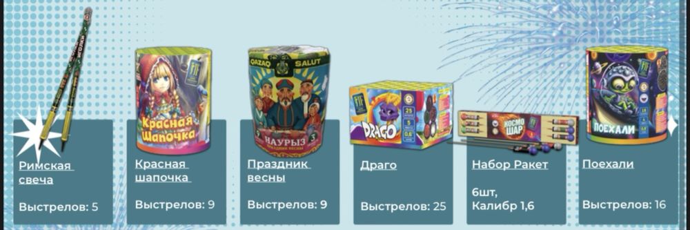 Фейерверки, Салюты пиротехника