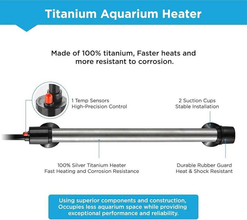 НОВ титаниев нагревател за аквариум Weipro 300wt от 250 до 350 литра