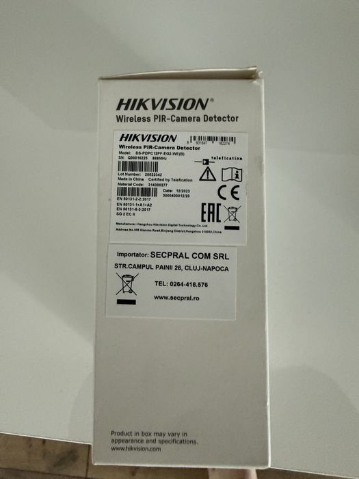 Detector wireless HIkvision cu camera DS-PDPC12PF-EG2-WE, 868MHZ