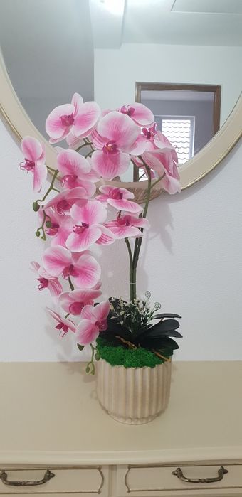 Crini de silicon real touch 3D în ghiveci cu licheni stabilizați.