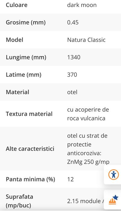 Tabla Novatik Natura Classic, acoperire cu roca vulcanica