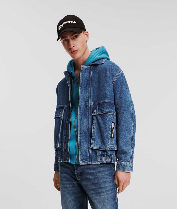 Geaca de blugi tip Bomber Karl Lagerfeld, pentru barbati, Originala