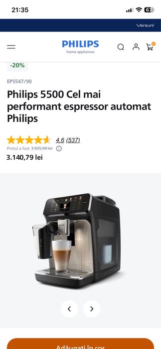 Ultimul model Philips Seria 5500 Premium Inox- Nou/ Sigilat/ Espressor