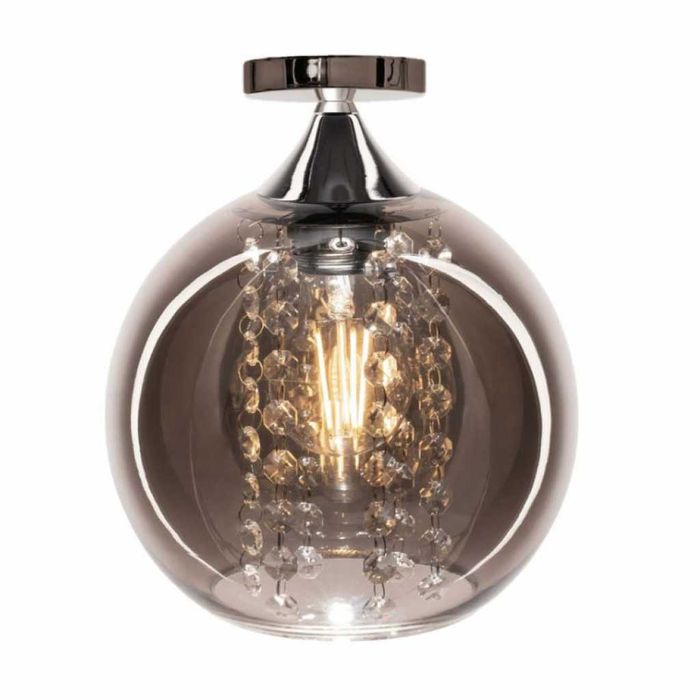 Луксозен плафон със стъклен абажур и кристали