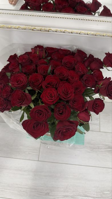 Красные розы 51шт