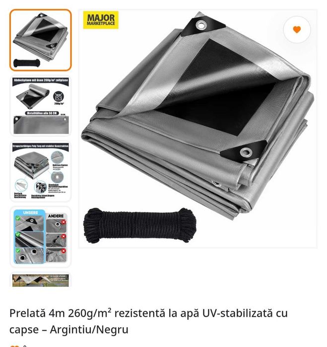 Prelata impermeabila UV 4x 2 m nouă.