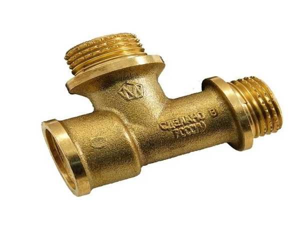 Латунный тройник D дюйм= 1", Способ присоединения: внутренняя резьба