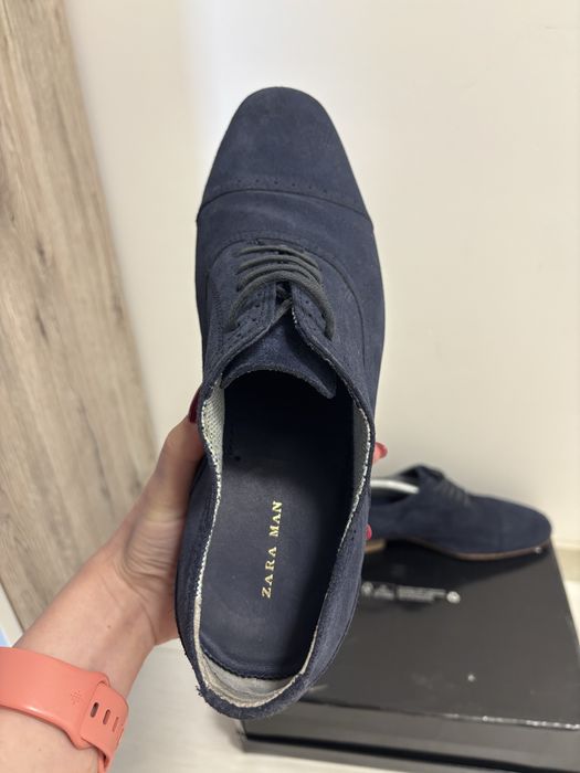 Pantofi piele naturala intoarsa - eleganti, Zara Man, marimea 42