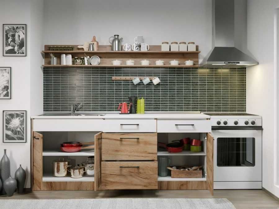 Set Mobila Bucatarie Gastro 200 Alb/Stejar – C22