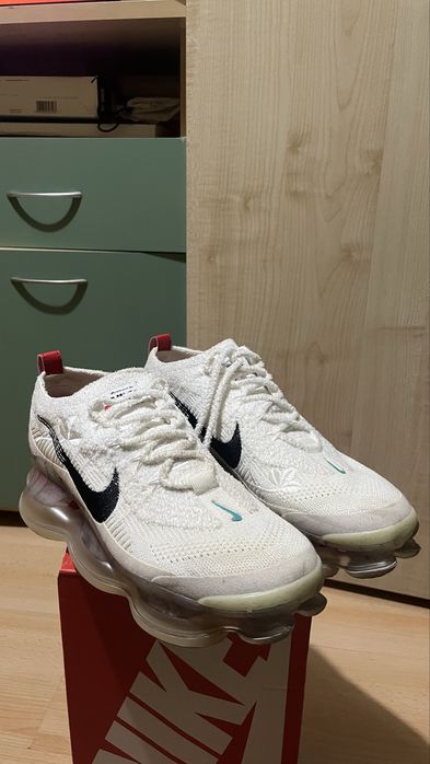 Nike Air Max Scorpion Flyknit Sneakers Canvas White Black Red