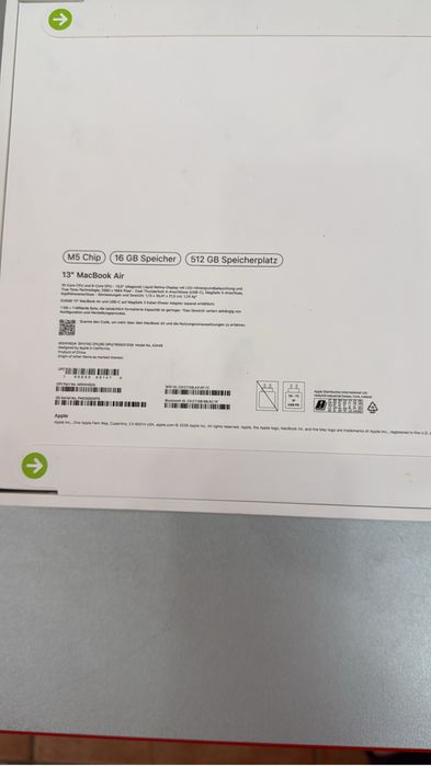 MacBook Air 13”, Apple M5, 2026, SSD 512, RAM 16GB, Blue, nou la cutie