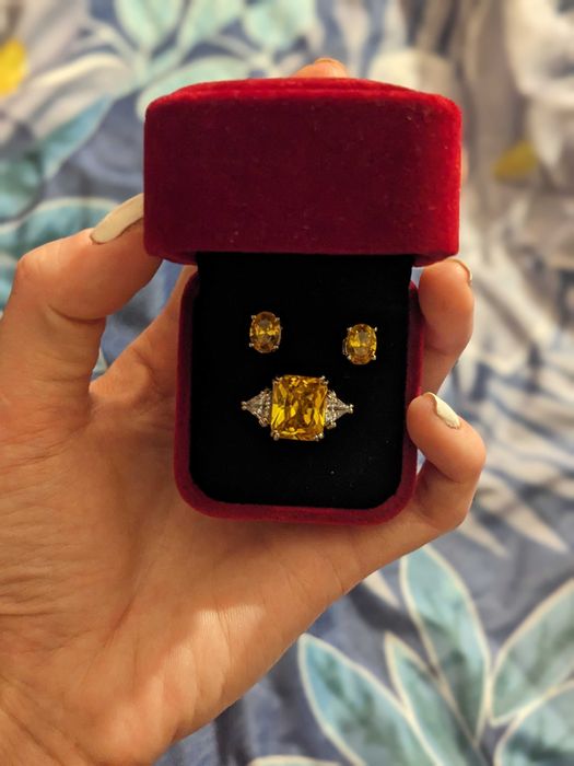 Комплект под ювелирку .Шикарное кольцо и серьги