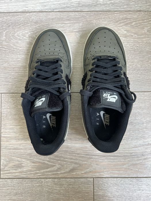 Nike Air Force 1 Low Black Light Bone Faux Fur