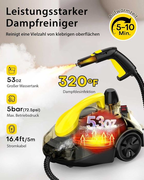 Парочистачка KROQO 1500 W, 5 bar,Гаранция