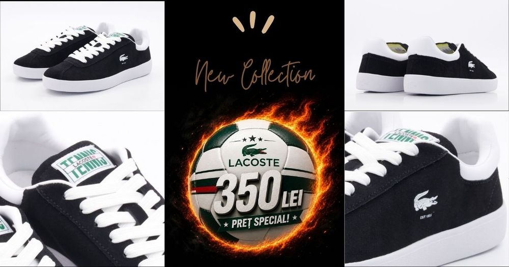 Black Leather T Court Trainers Lacoste Dama