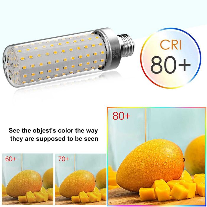 25W LED крушки тип „корневид“, еквивалент на 200W, 4000K мека топло бяла светлина, цокъл E26/E27, недимируеми енергоспестяващи крушки, 3 броя