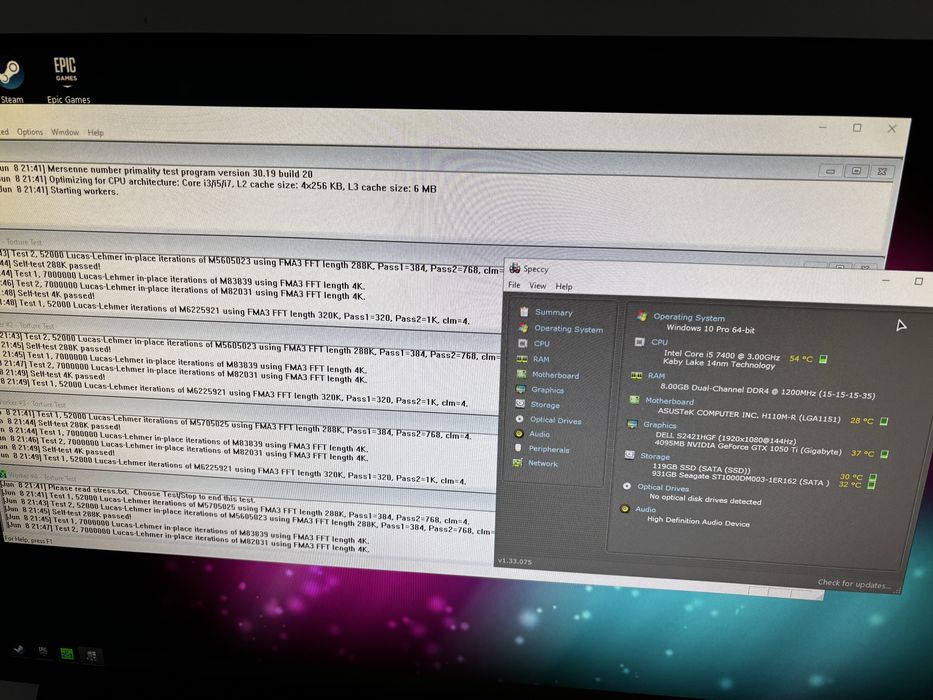 PC Lite Gaming i5 7400, 8GB Ram, GTX 1050 Ti, SSD 120GB, 1TB HDD