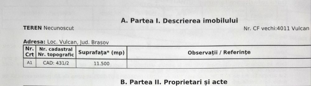 Teren arabil Vulcan - Colonia 1 mai