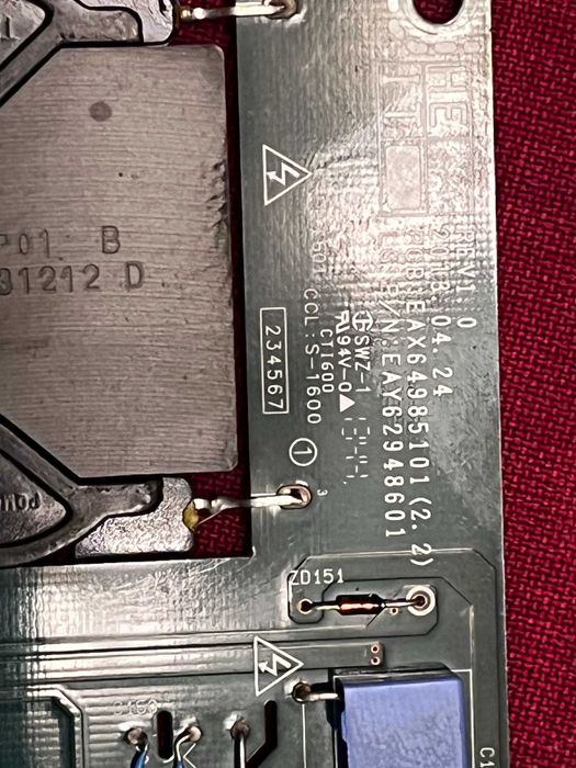 Захранваща платка за телевизор LG Модел 55EA970V-ZA.