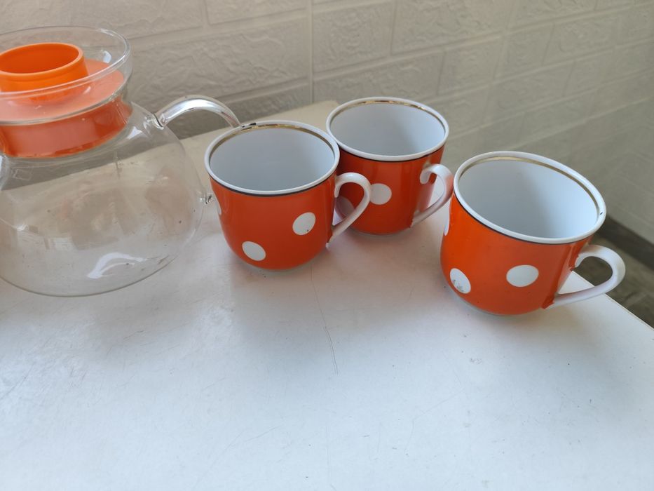 Комплект руски порцеланови чаши и кана