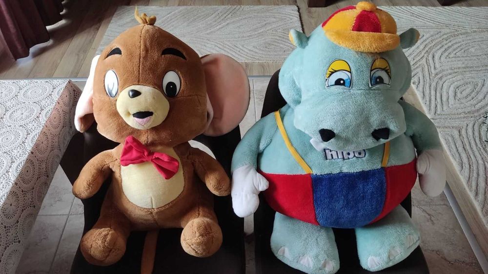 Голям плюшен Хипопотам & мишока Джери /плюшена играчка/