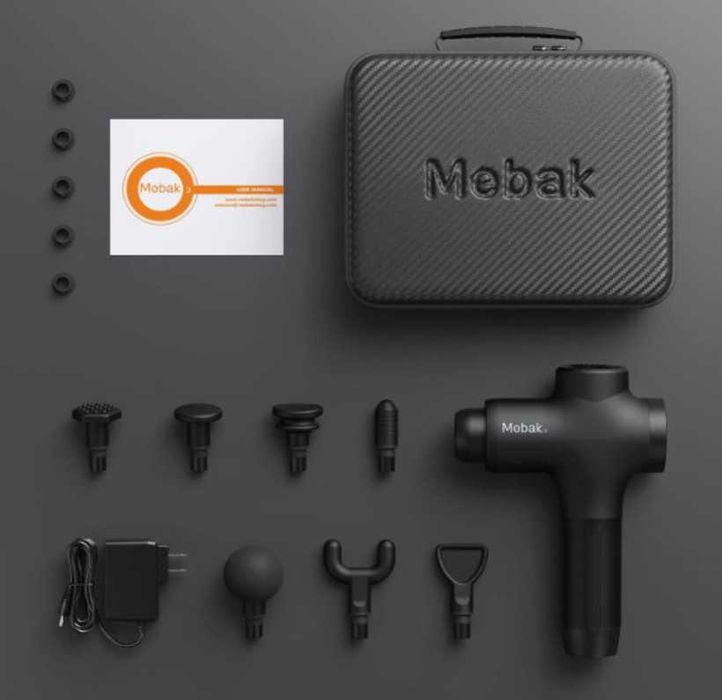 Масажен пистолет MEBAK 3, 2600 mAh батерия, 7 глави, LСD дисплей, калъф за съхранение, цвят: черен