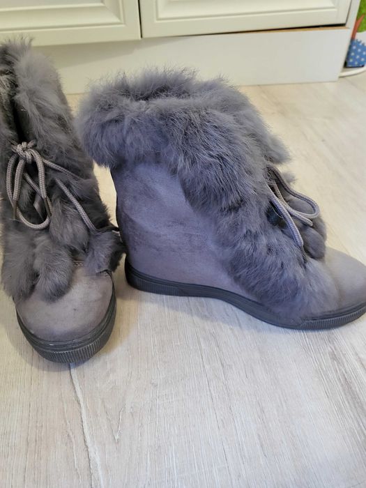Сиви боти естествен пух