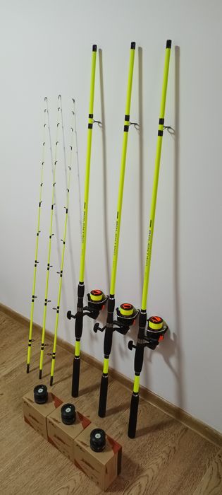 SET 3 Lansete Feeder 2.4m ROBINHAN Bolentino + 3 Mulinete FL QFB 5000
