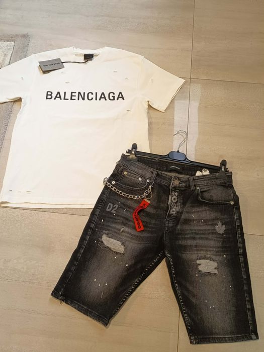 Compleu barbati tricou și pantalon scurt de blugi