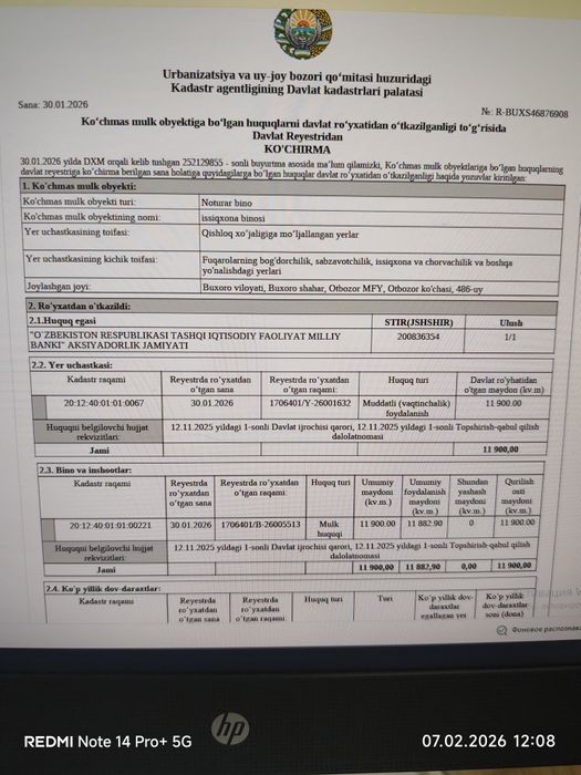 Buxoro shaxridan tayyor ishlab turgan issiqxona binosi  sotiladi