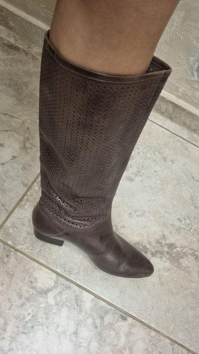 Дамски ботуши естествена кожа размер 38, цвят шоколад
