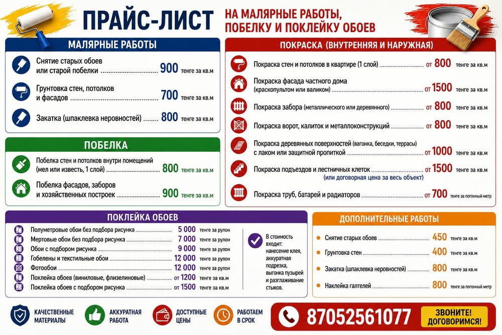 Поклейка обоев.Побелка,покраска