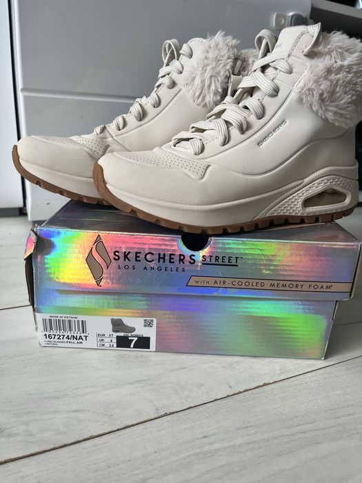 Боти  Skechers uno цвят беж/мръснобял 37