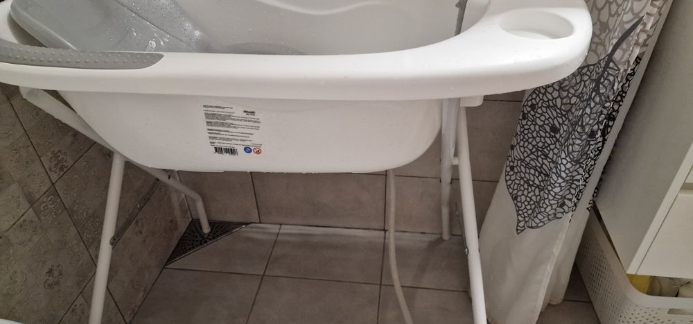 Вана с подложка и стойка Chipolino - Вела, сива, 87 см