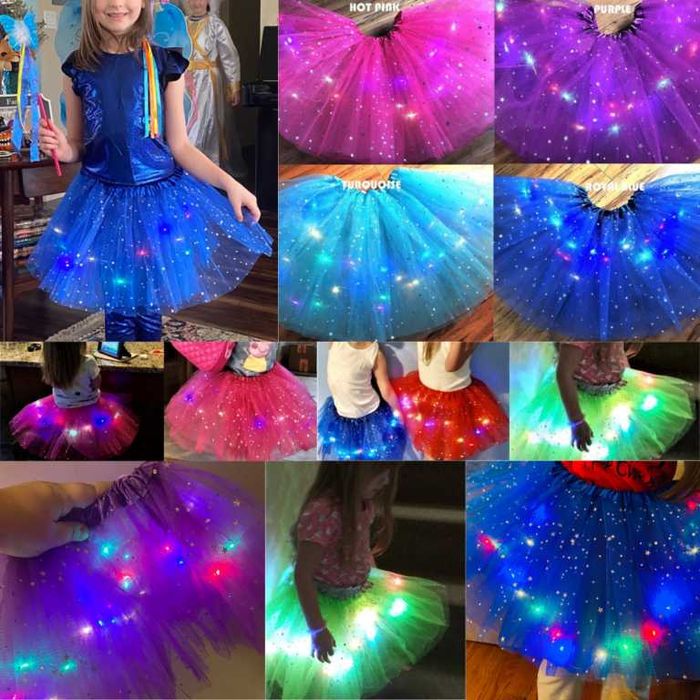 Детска Светеща Туту Пола, Парти пола от Тюл, която свети