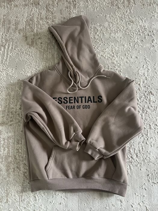 Худи Fear of God Essentials (серо-бежевое / мокко)